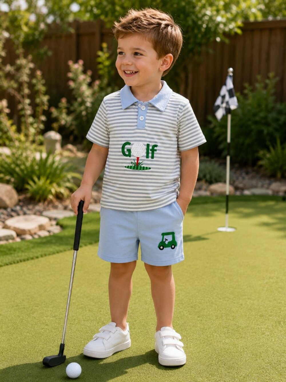 NWOT Toddler Boy Golf Short Set 2 Piece Outfit Embroidered Polo & Shorts Size 2T
